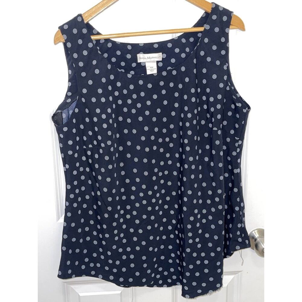 ANNA MAXWELL Women’s Sleeveless Black Top Blouse Shirt‎ Size 16W Scooped Neck